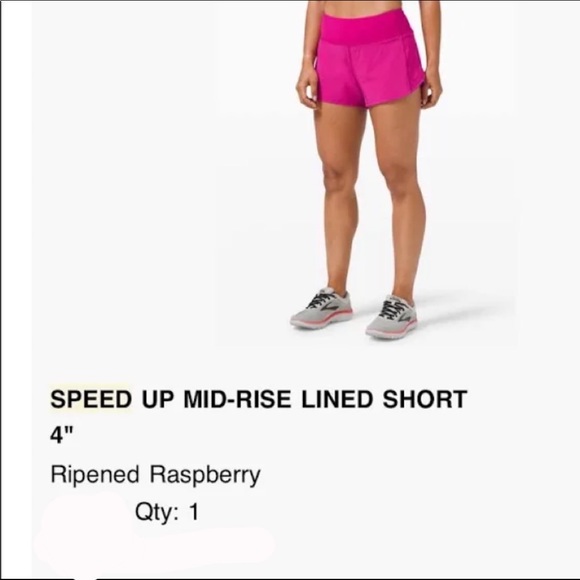 lululemon ripened raspberry MR short 4” - Picture 5 of 5
